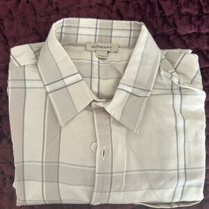 Burberry Cream and Gray Button Down Shirt